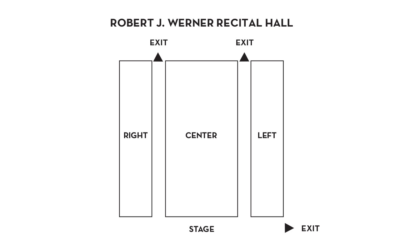 ccm-exits-werner-recital-hall-01.jpg Map depicting exits from Robert J. Werner Recital Hall
